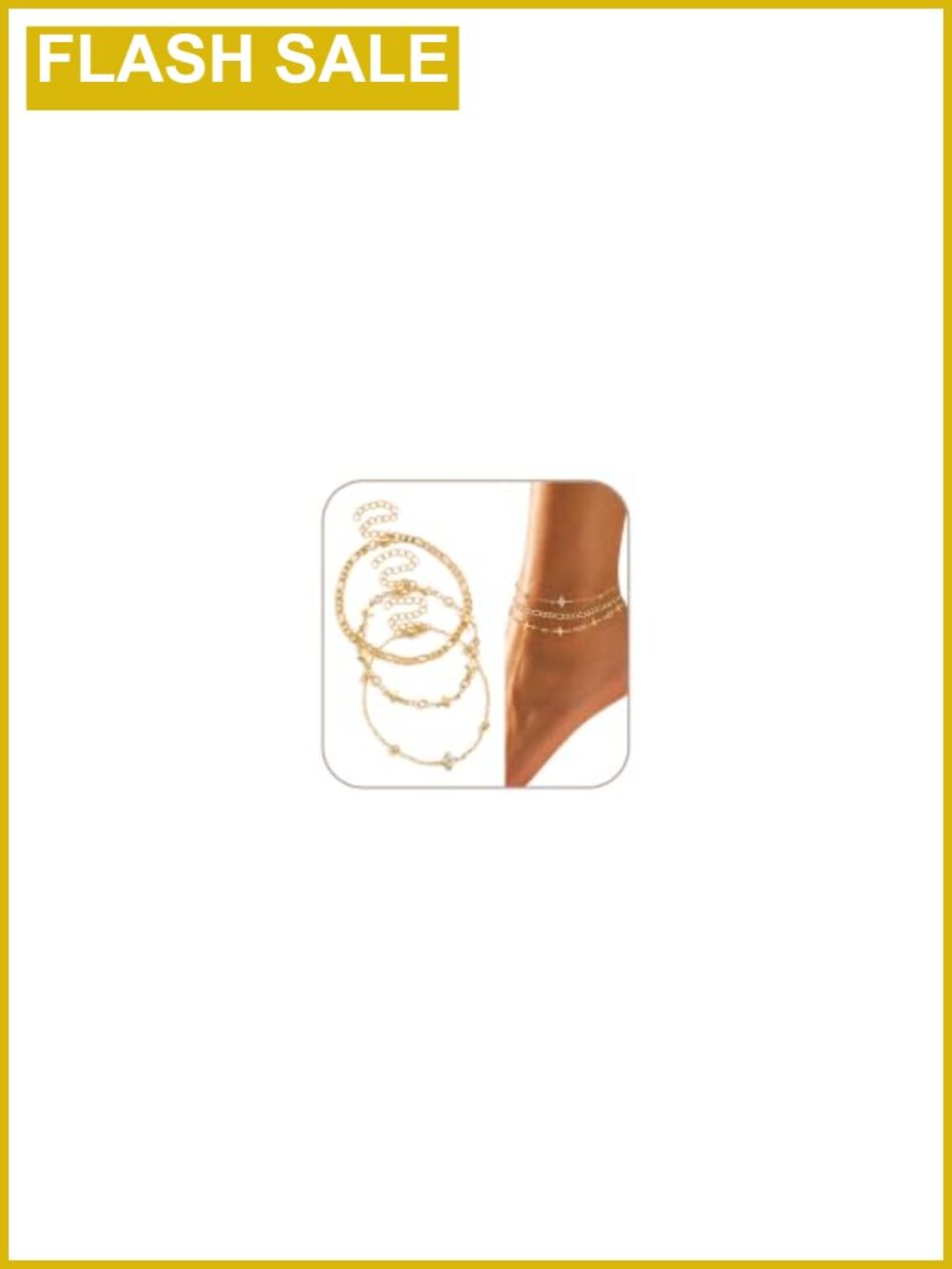 3PC Gold Plated Star CZ Flower Anklet Set Waterproof Adjustable